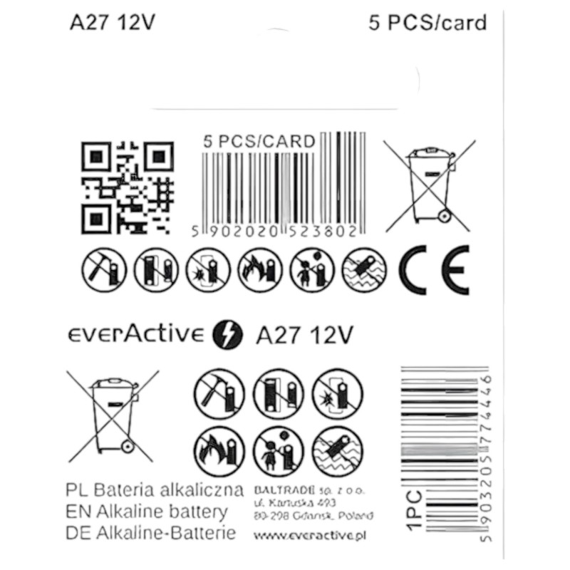 12V-os (27A, MN27) elem - 1db 103208 termék bemutató kép