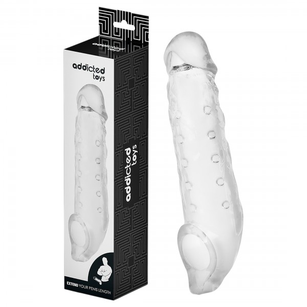Addicted Toys - péniszköpeny heregyűrűvel - 23cm (átlátszó)