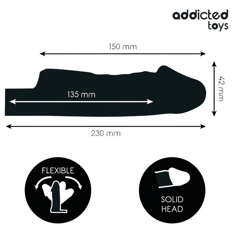 Addicted Toys - péniszköpeny heregyűrűvel - 23cm (átlátszó) 122484 termék bemutató kép