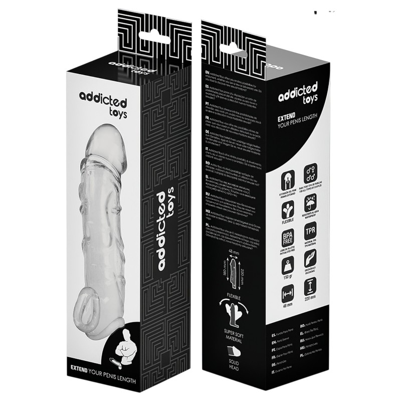 Addicted Toys - péniszköpeny heregyűrűvel - 22 cm (áttetsző) 171426 termék bemutató kép