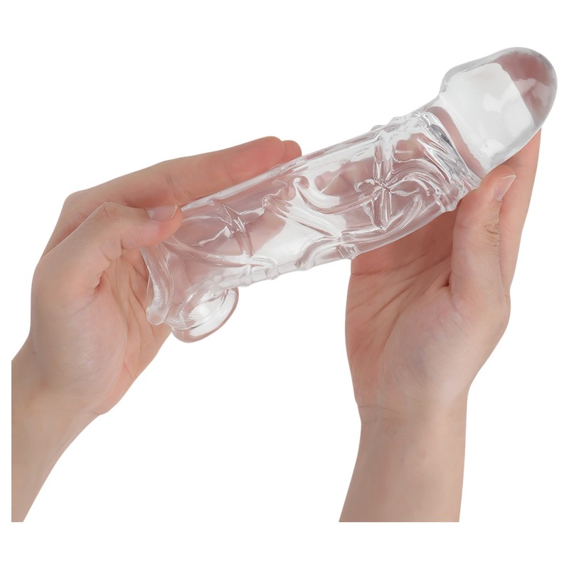 Addicted Toys - péniszköpeny heregyűrűvel - 22 cm (áttetsző) 171428 termék bemutató kép
