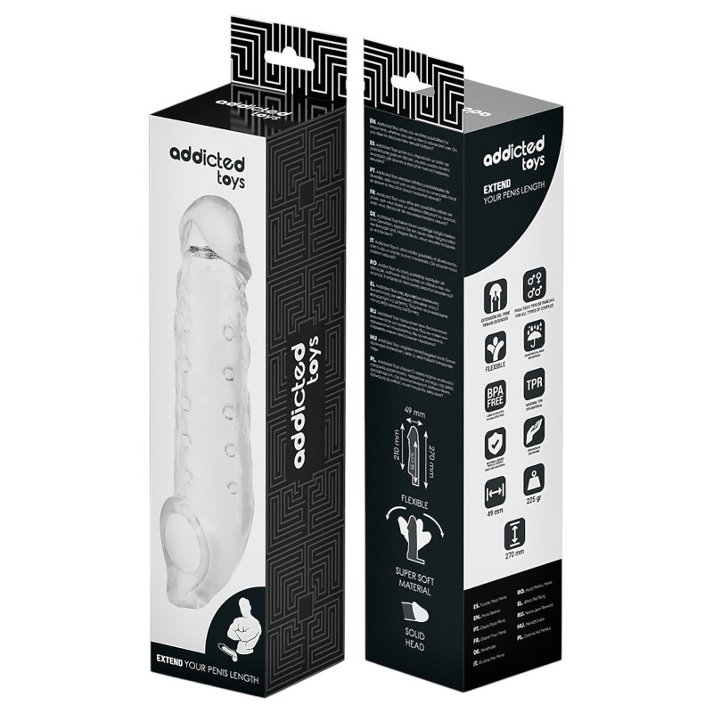 Addicted Toys - péniszköpeny heregyűrűvel - 23cm (átlátszó) 122587 termék bemutató kép