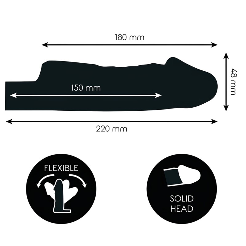 Addicted Toys - péniszköpeny heregyűrűvel - 27 cm (áttetsző) 127062 termék bemutató kép