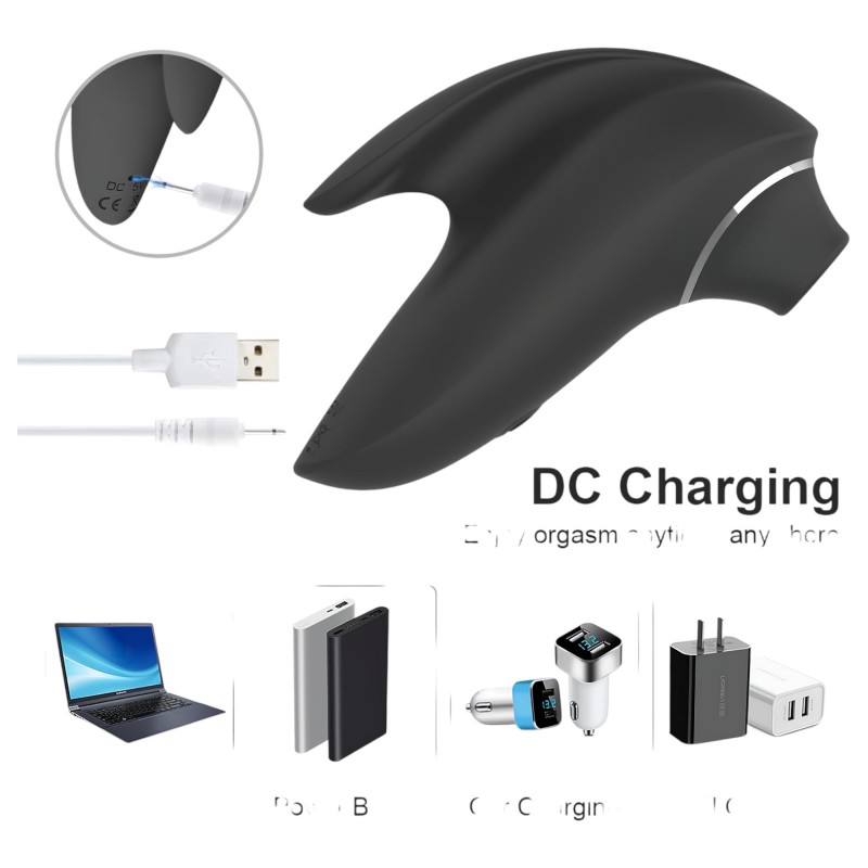 AlvUp - léghullámos csikló izgató vibrátor (fekete) 125992 termék bemutató kép