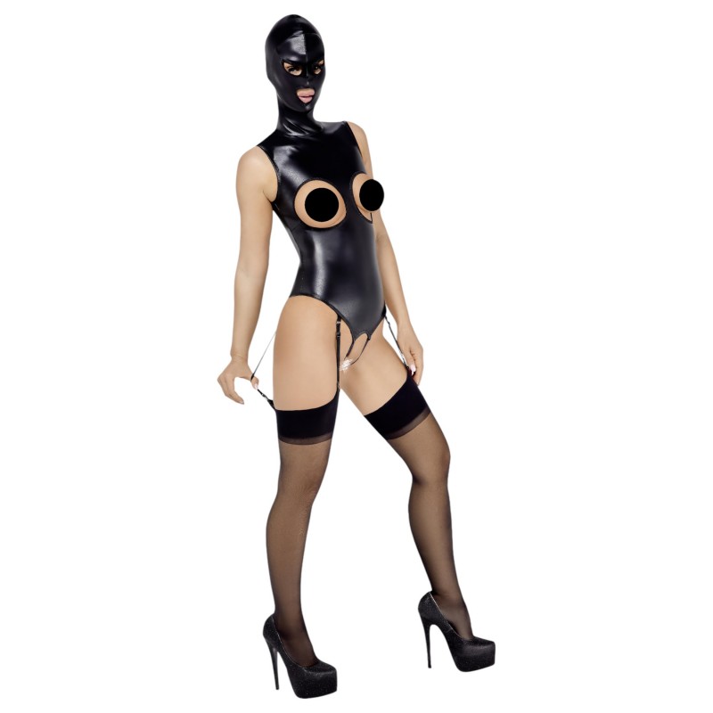 Bad Kitty - alul-felül nyitott body és szopó maszk (fekete) 109250 termék bemutató kép