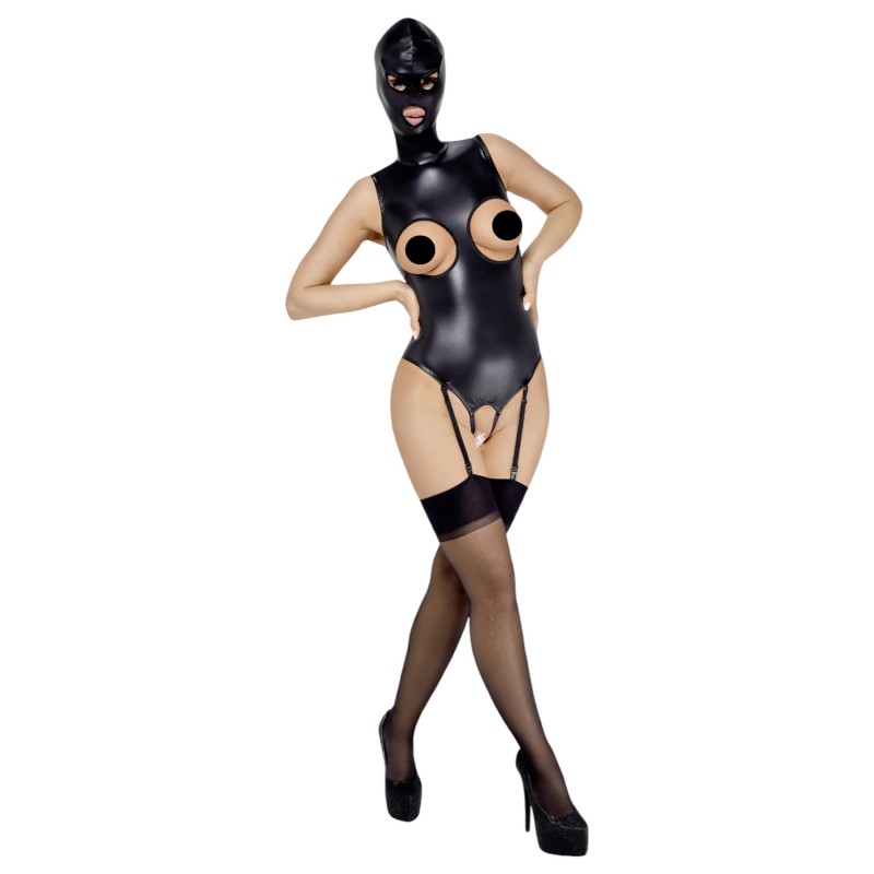 Bad Kitty - alul-felül nyitott body és szopó maszk (fekete) 109251 termék bemutató kép