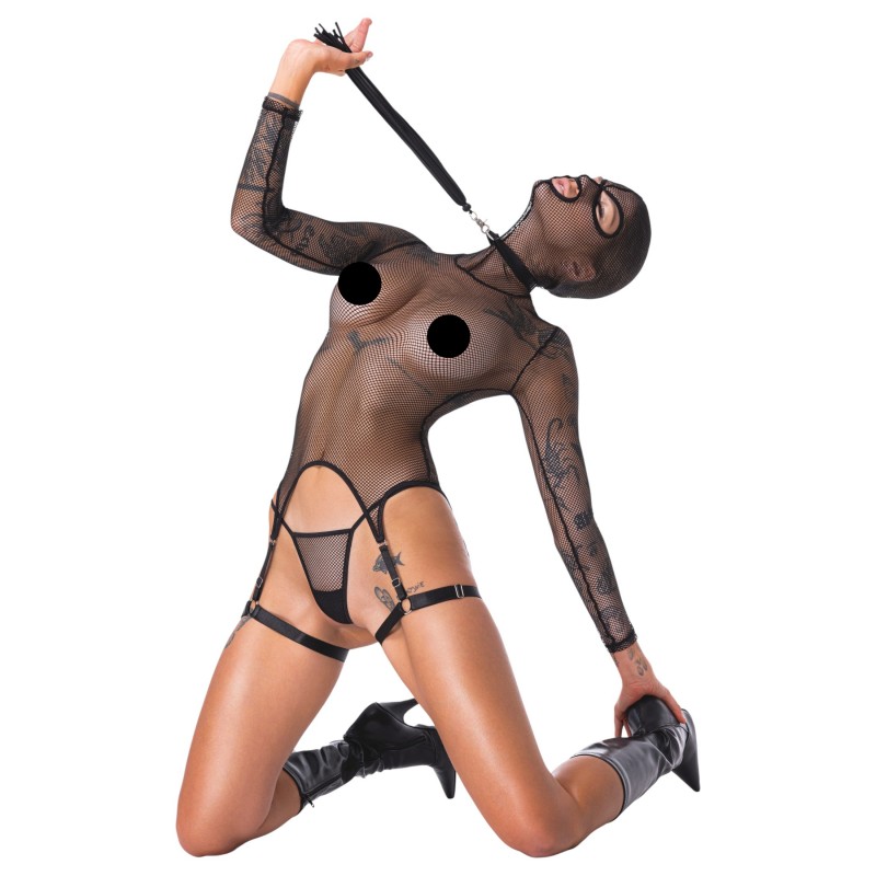 Bad Kitty - BDSM áttetsző necc szett korbáccsal (fekete) 126911 termék bemutató kép