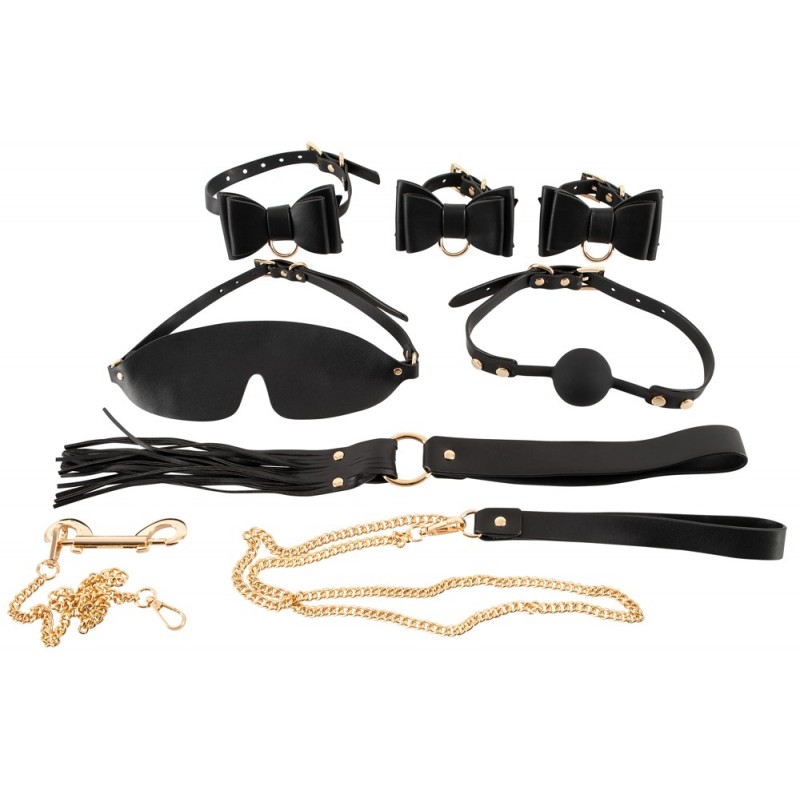 Bad Kitty - bondage szett táskában - 7 részes (fekete-arany) 75245 termék bemutató kép