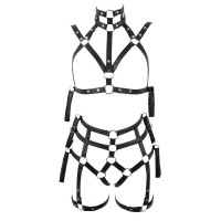 Bad Kitty - bondage testhám melltartó szett (fekete) 70979 termék bemutató kép