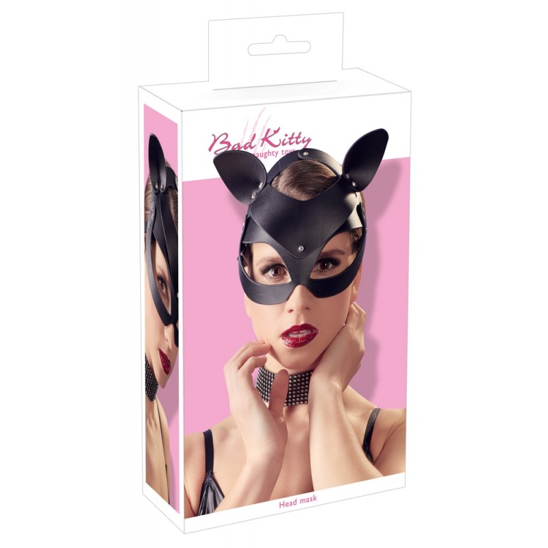 Bad Kitty - műbőr, strasszos cicamaszk - fekete (S-L) 65476 termék bemutató kép
