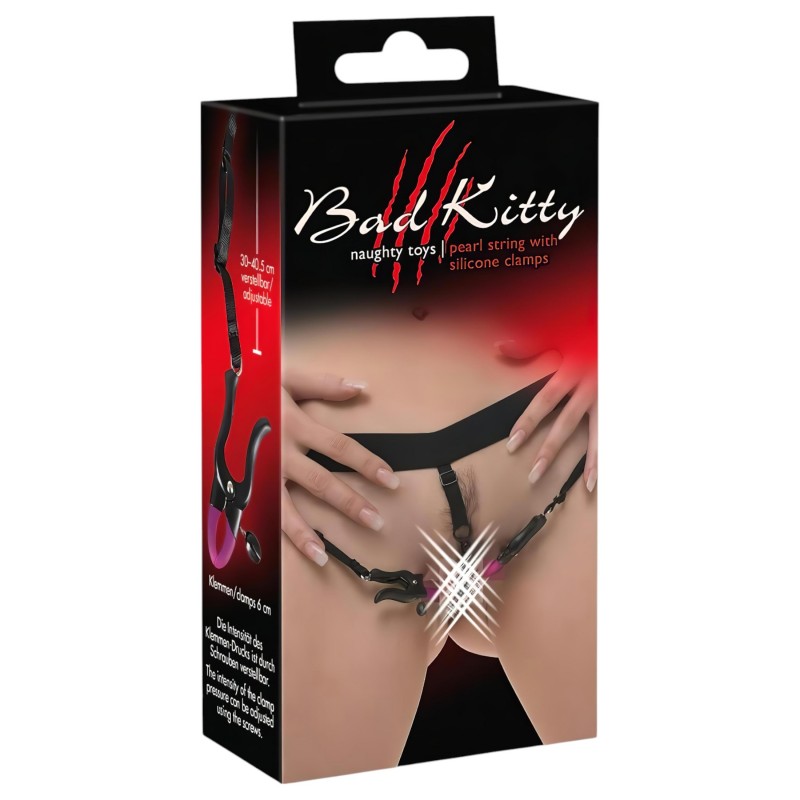 Bad Kitty - intim széthúzó csipesz alsóval - lila-fekete (S-L) 109531 termék bemutató kép