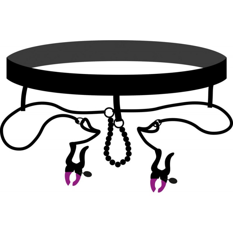 Bad Kitty - intim széthúzó csipesz alsóval - lila-fekete (S-L) 64972 termék bemutató kép