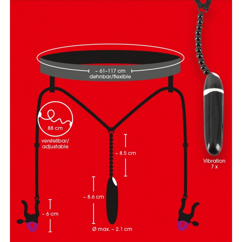 Bad Kitty - szeméremhúzó csipeszes alsó vibrátorral - fekete (S-L) 24035 termék bemutató kép