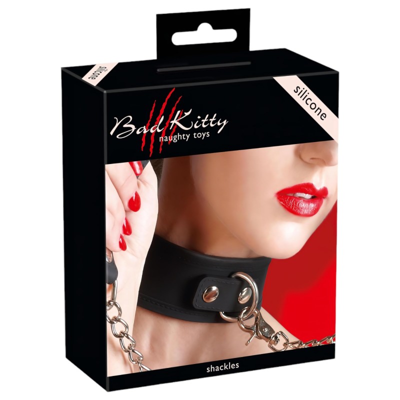 Bad Kitty - szilikon nyakörv és póráz, bondage szett (fekete) 157316 termék bemutató kép