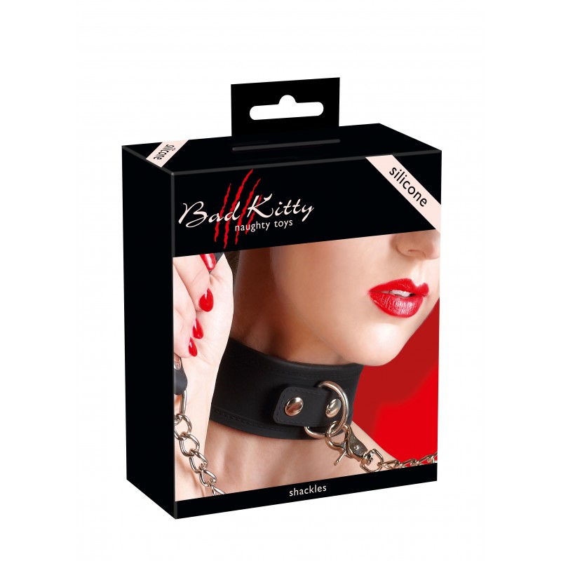Bad Kitty - szilikon nyakörv és póráz (fekete) 35119 termék bemutató kép
