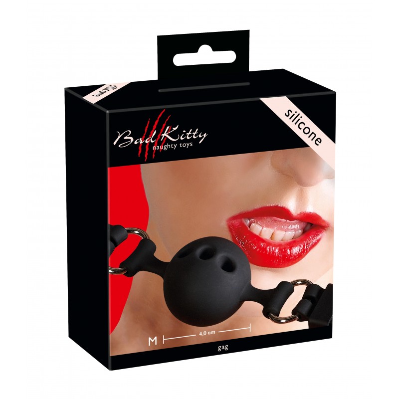 Bad Kitty - szilikon szájpecek közepes (fekete) 45038 termék bemutató kép