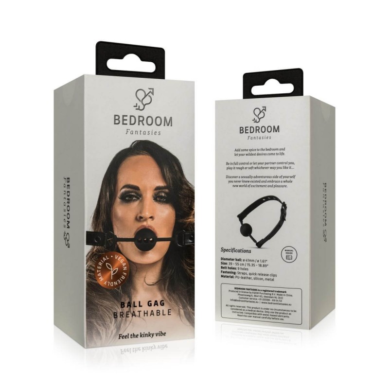 Bedroom Fantasies - szájpecek légző lyukakkal (fekete) 82302 termék bemutató kép