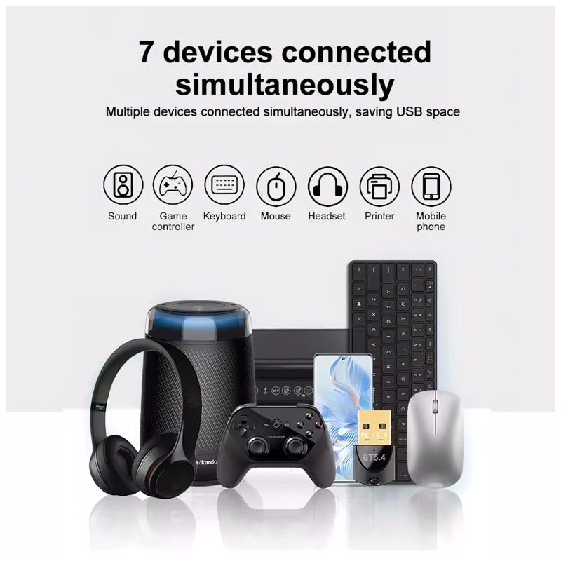 Bluetooth 5.4 USB adapter 7 eszközig 119492 termék bemutató kép