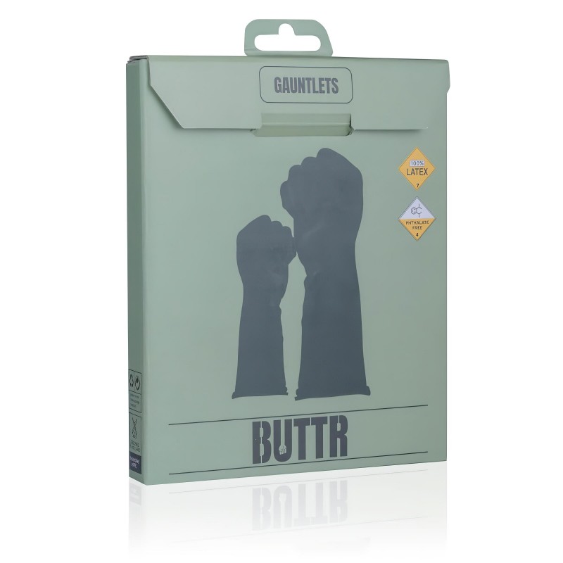 BUTTR Gauntlets - latex fisting, ökölszex kesztyű (fekete) 118286 termék bemutató kép