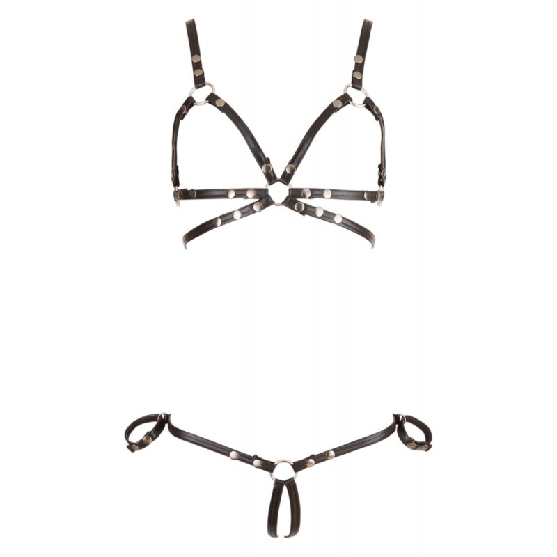 Cottelli Bondage - fényes dísz testhám bikini (fekete) 79169 termék bemutató kép