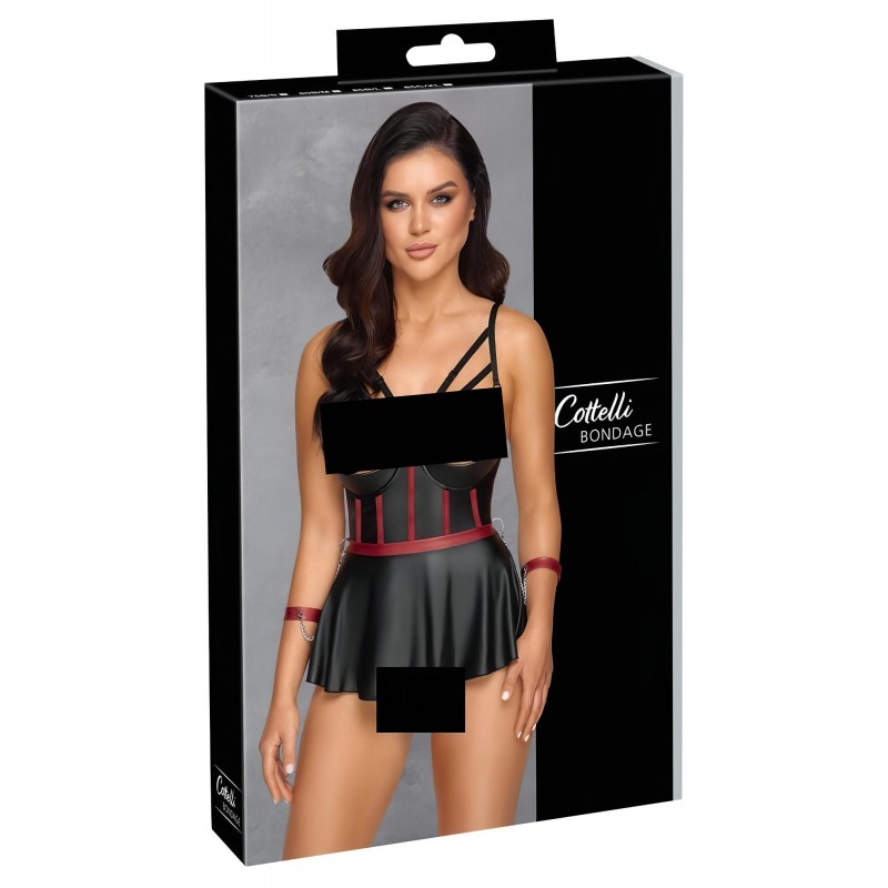 Cottelli Bondage - fényes szett és kar bilincs (fekete) 109933 termék bemutató kép