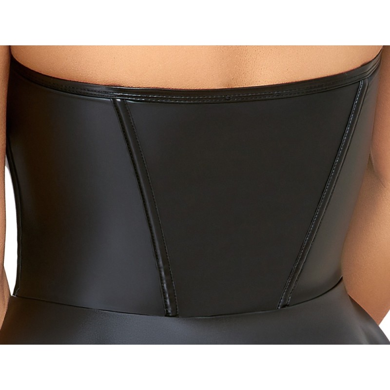 Cottelli - fényes miniruha rakott szoknyával (fekete) 95103 termék bemutató kép