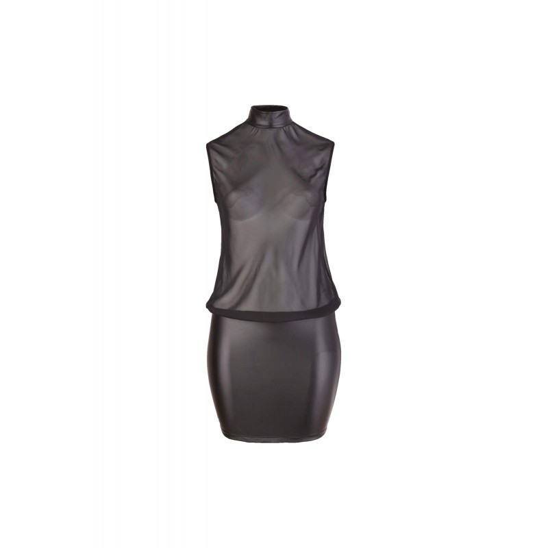 Cottelli Plus Size - fényes chiffon ruha (fekete) 20189 termék bemutató kép