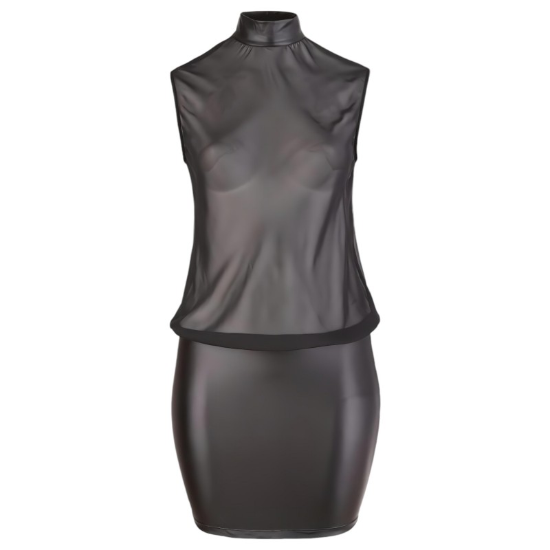 Cottelli Plus Size - fényes sifon szexi ruha nőknek (fekete) 157762 termék bemutató kép