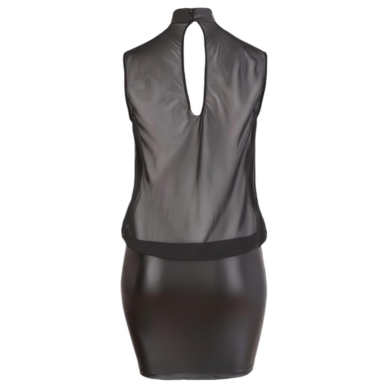 Cottelli Plus Size - fényes sifon szexi ruha nőknek (fekete) 157763 termék bemutató kép