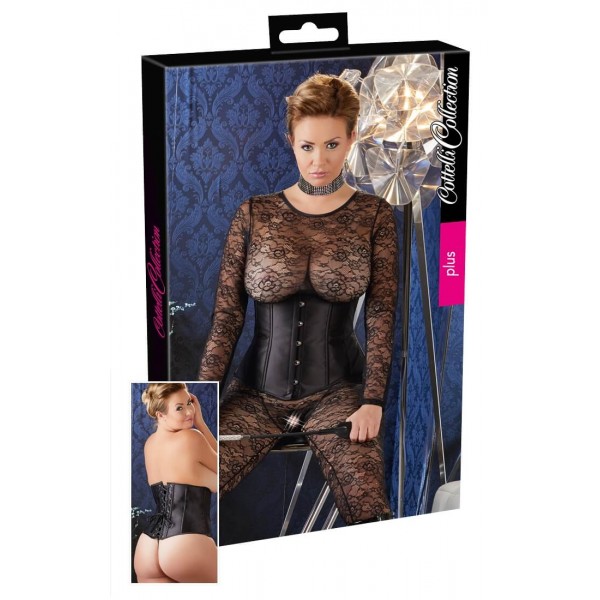 Cottelli Plus Size - szatén derékfűző (fekete)