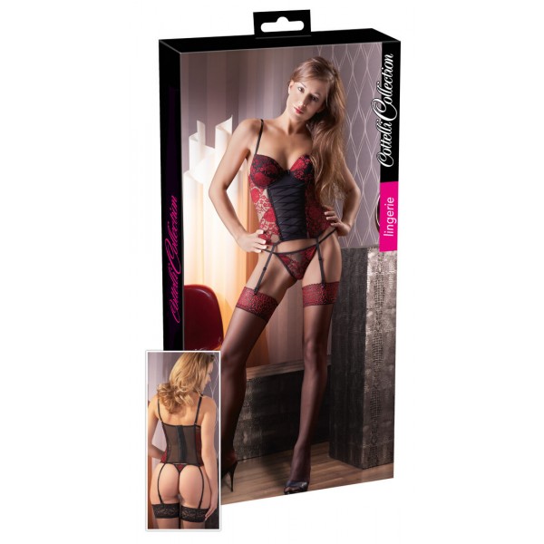 Cottelli - Rózsás fűző és tanga (piros)