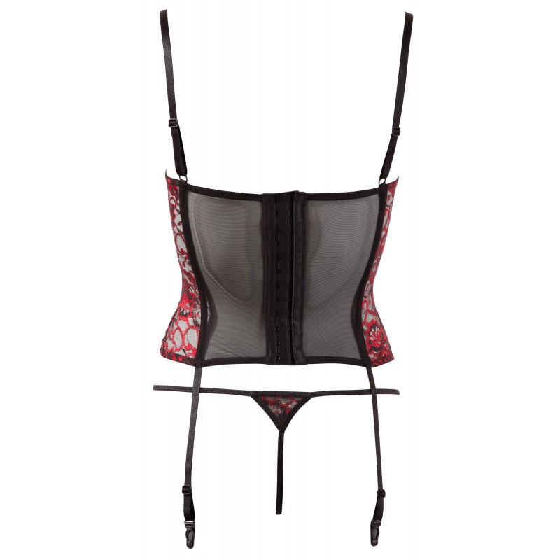 Cottelli - Rózsás fűző és tanga (piros) 15581 termék bemutató kép