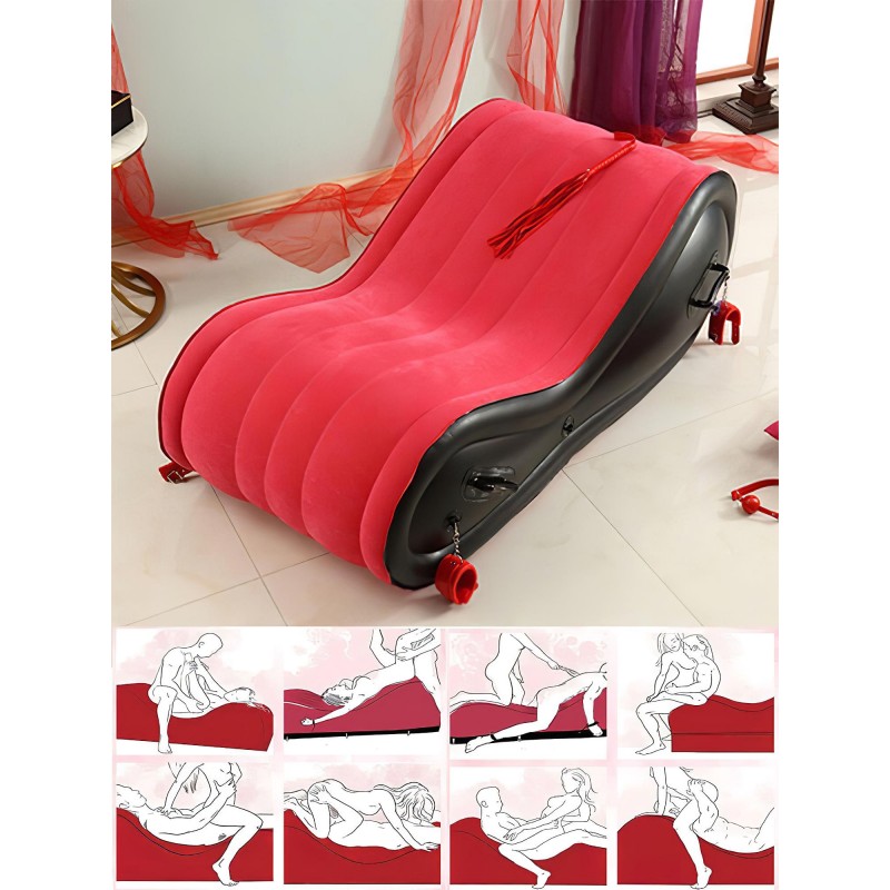Desirel Magic Pillow - felfújható BDSM szexbútor - bilinccsel (piros) 137008 termék bemutató kép
