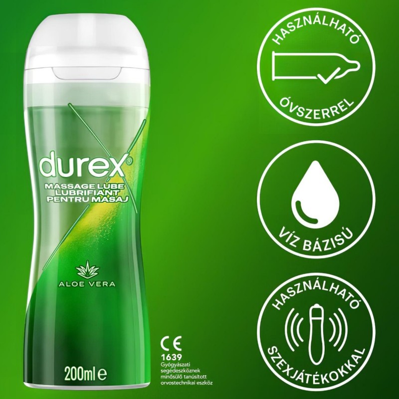 Durex 2in1 masszázsolaj - Aloe Vera (200 ml) 132970 termék bemutató kép