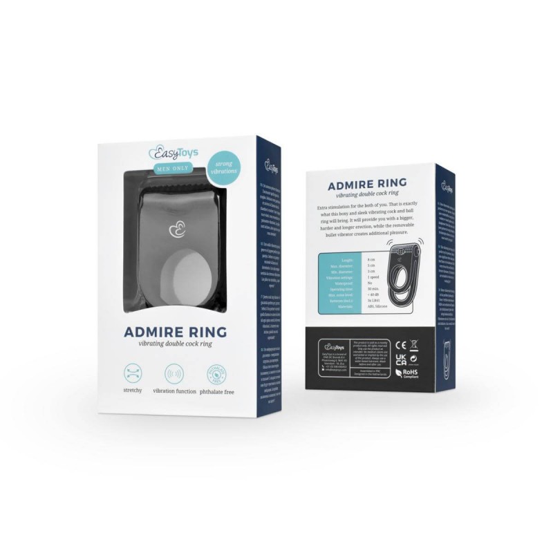 Easytoys Admire Ring - vibrációs pénisz- és heregyűrű (fekete) 74133 termék bemutató kép