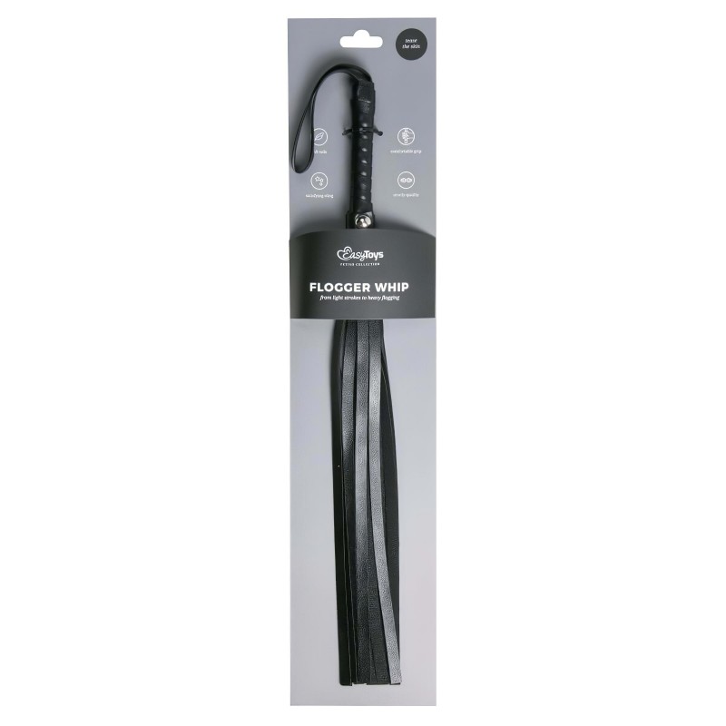 EasyToys Flogger - puha műbőr BDSM korbács (fekete) 158805 termék bemutató kép