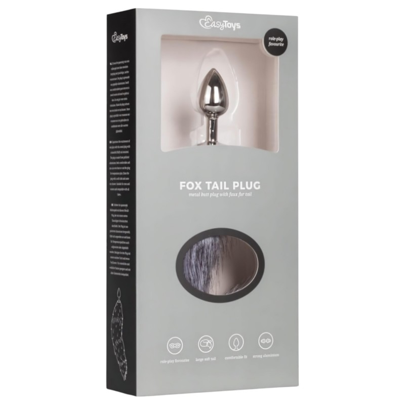 Easytoys Fox NO5 - fém anál plug rókafarokkal (ezüst-ezüst) 98840 termék bemutató kép