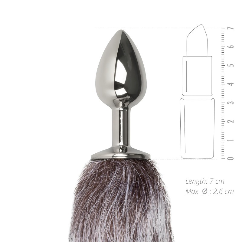 Easytoys Fox NO5 - fém anál plug rókafarokkal (ezüst-ezüst) 98842 termék bemutató kép