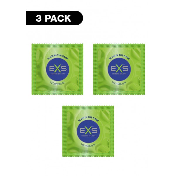 EXS Glow - világító óvszer (3db)