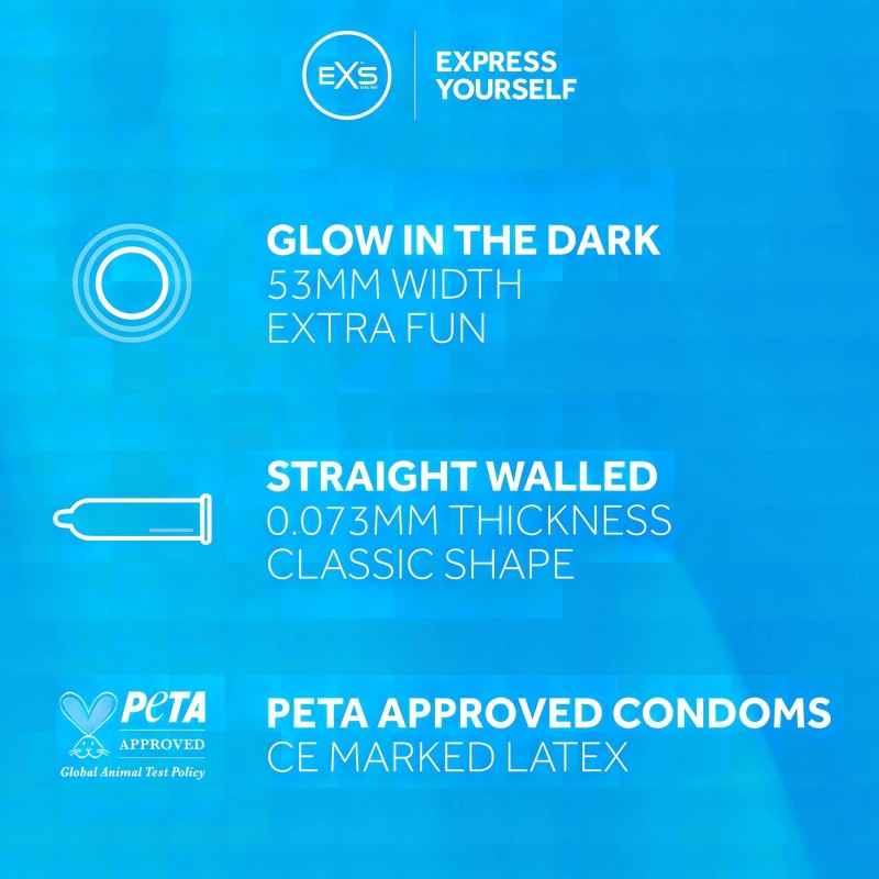 EXS Glow - világító óvszer (3db) 100256 termék bemutató kép