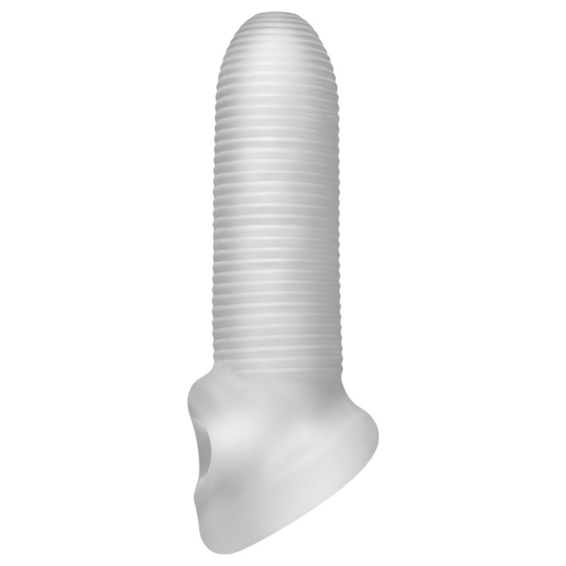 Fat Boy Micro Ribbed - péniszköpeny (15cm) - fehér 114546 termék bemutató kép