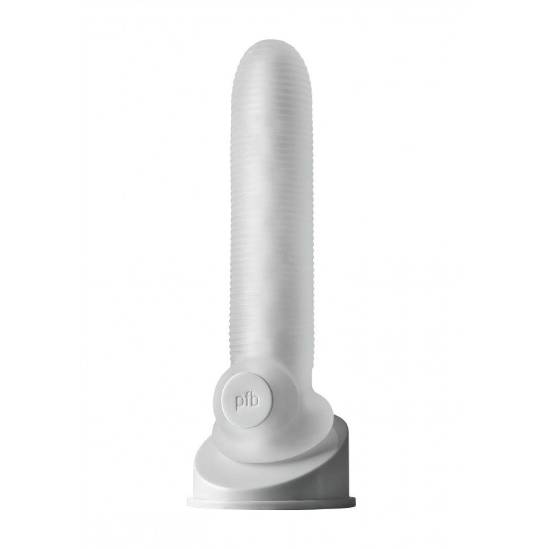 Fat Boy Micro Ribbed - péniszköpeny (19cm) - fehér 114205 termék bemutató kép