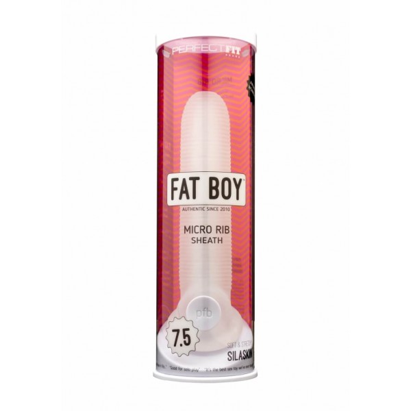Fat Boy Micro Ribbed - péniszköpeny (19cm) - fehér