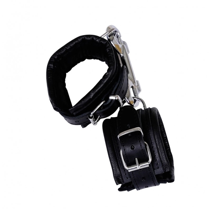 ZADO - bőr csukló bilincs és karabiner (fekete) 5559 termék bemutató kép