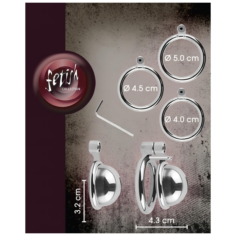 fetish collection - mini péniszketrec 3 cserélhető heregyűrűvel (ezüst) 145079 termék bemutató kép