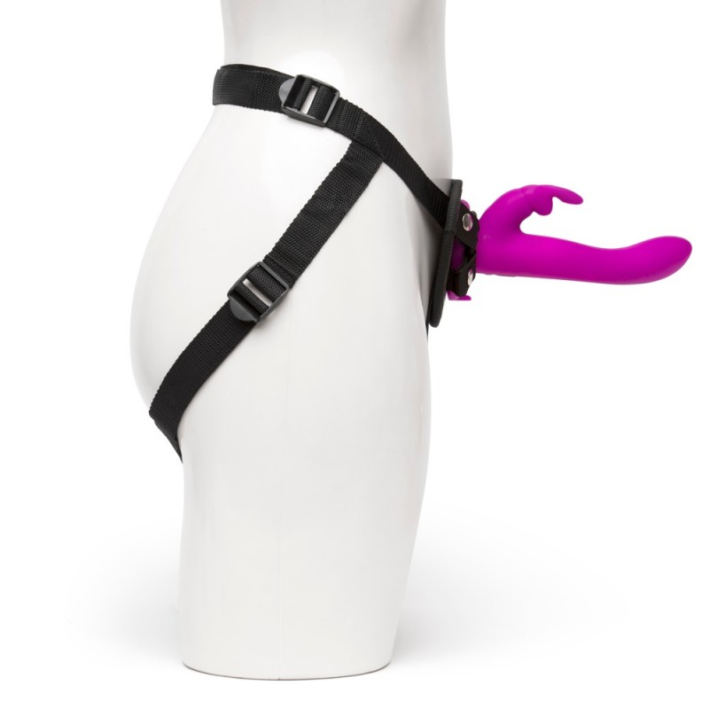 Happyrabbit Strap-On - nyuszis felcsatolható vibrátor (lila) 33198 termék bemutató kép