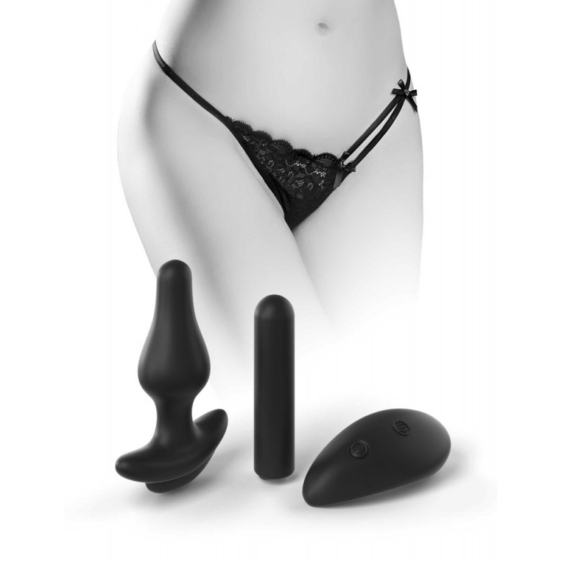 HOOKUP Bowtie Bikini - akkus vibrációs bugyi szett (fekete) 79538 termék bemutató kép