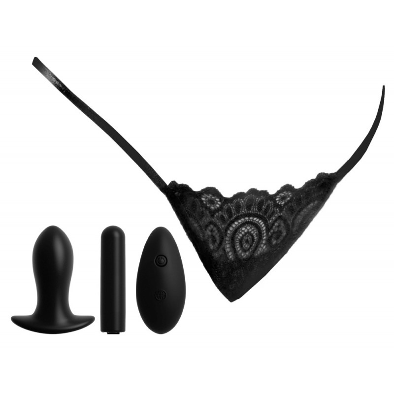 HOOKUP Peek-a-boo - akkus, vibrációs bugyi szett (fekete) 47242 termék bemutató kép