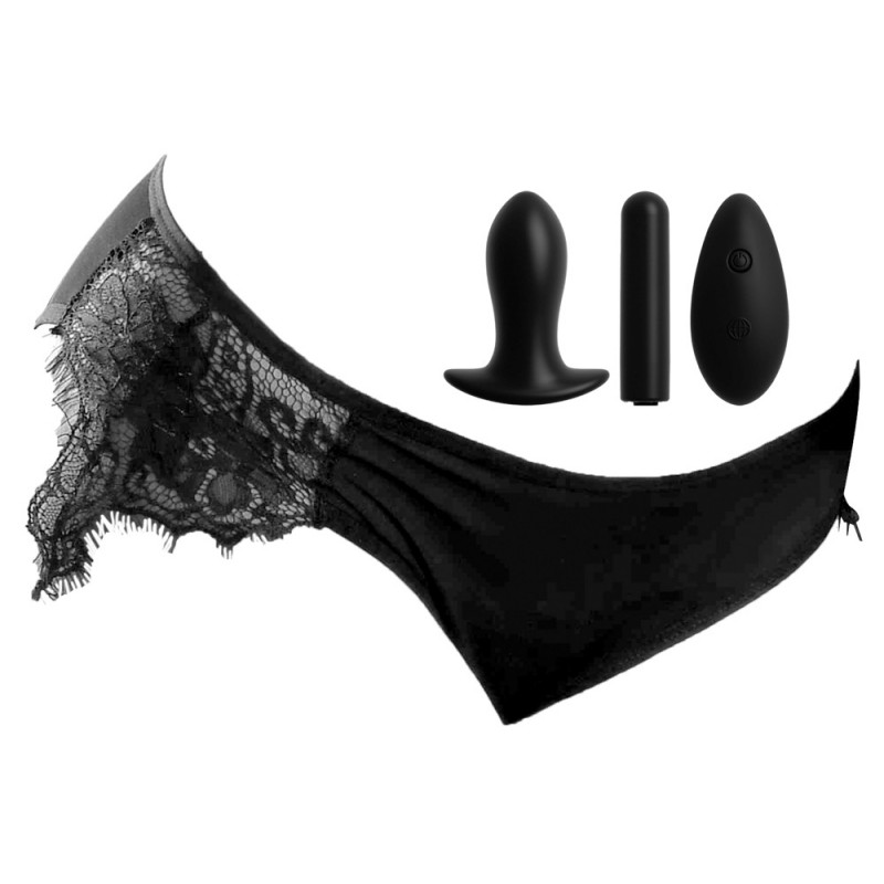 HOOKUP Princess Panty - akkus, vibrációs bugyi szett (fekete) 47251 termék bemutató kép