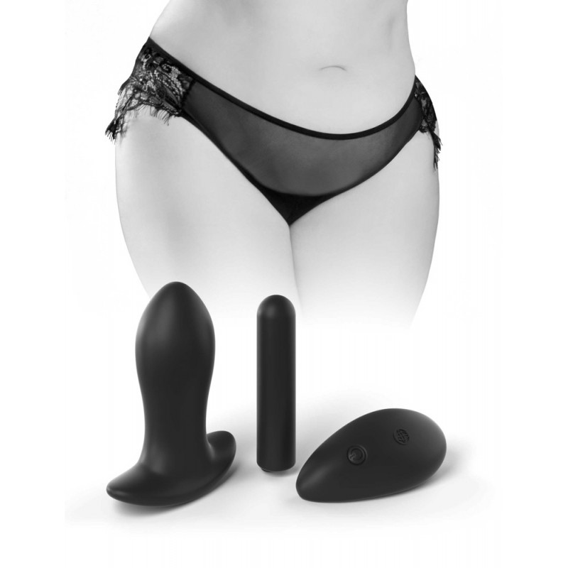 HOOKUP Princess Panty - akkus, vibrációs bugyi szett (fekete) 79540 termék bemutató kép